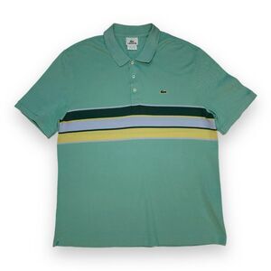 VTG LACOSTE Delvanay Short Sleeve Classic Pique Polo Retro Striped Sz 6 US L-XL